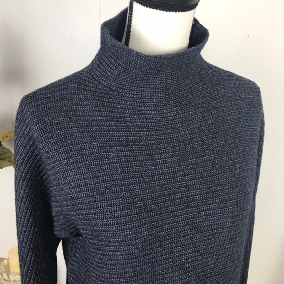 BENEDETTA B. Wool/Cashmere Blend Mock Neck Blue Sweater - Picture 10 of 14